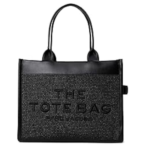 #123 NWT - Marc Jacobs The Woven DTM Large Tote/Shoulder/Crossbody Black Bag - Picture 1 of 17
